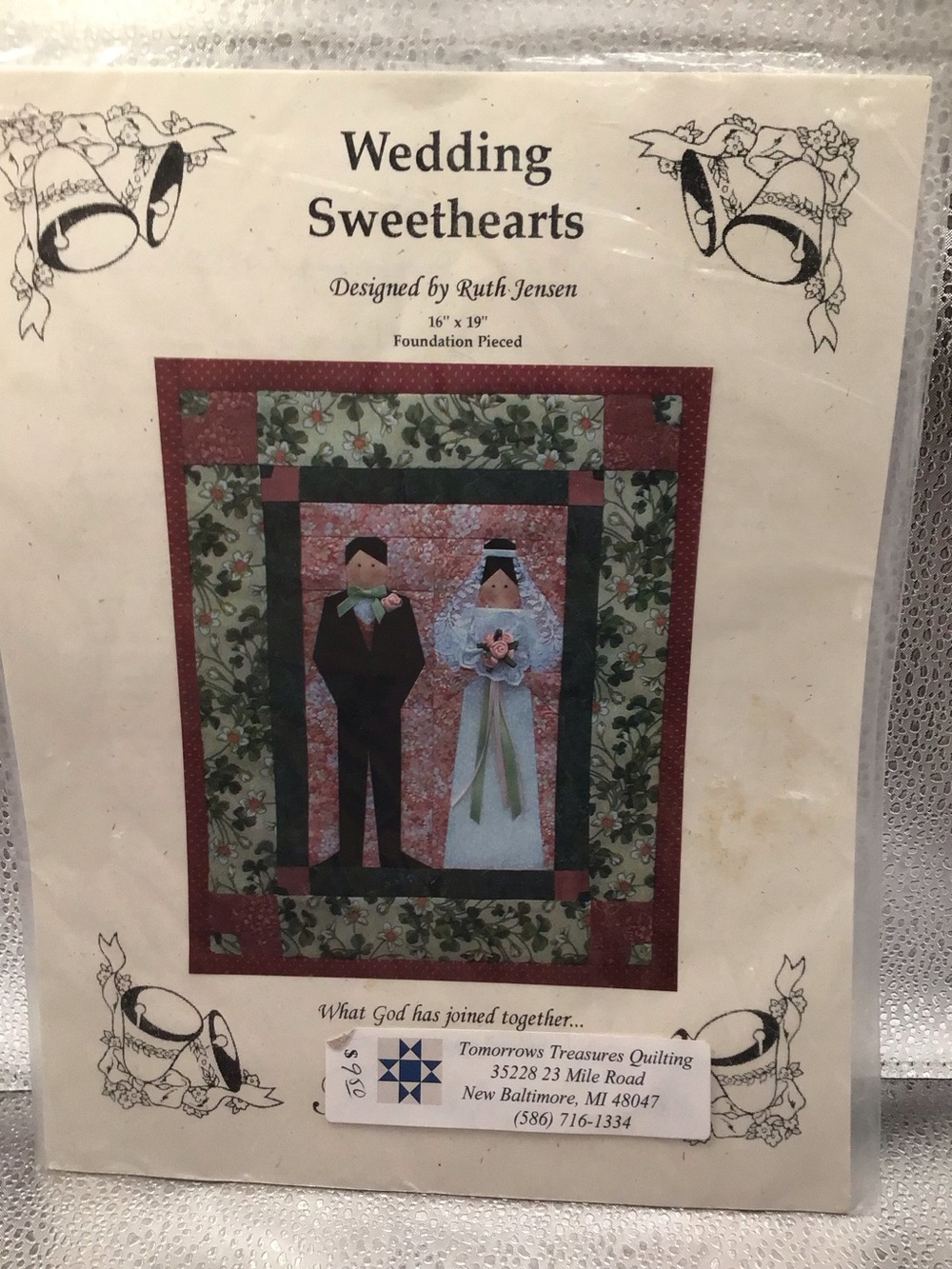 Wedding Sweethearts Quilt Pattern by Ruth Jensen - Floral Green & Burgundy